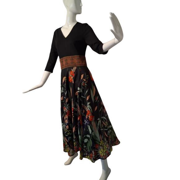 Whimsical Fairy Womens size XS Floral Flowy Career Wedding Guest Swing Dress - Picture 2 of 12